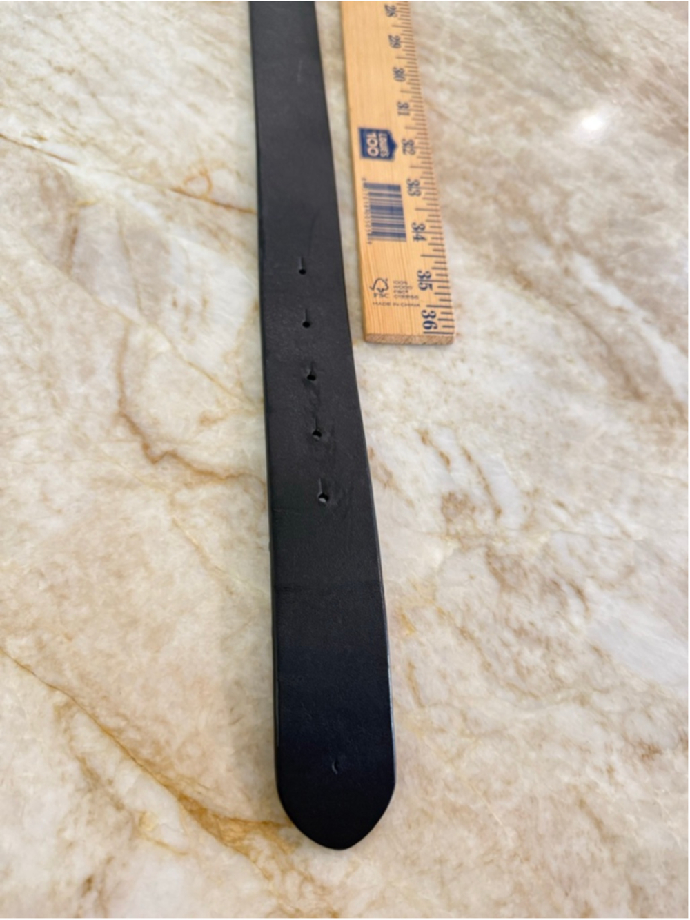 Lauren Ralph Lauren Black Leather Belt with Gold Buckle, monogram in large lette - Picture 7 of 10